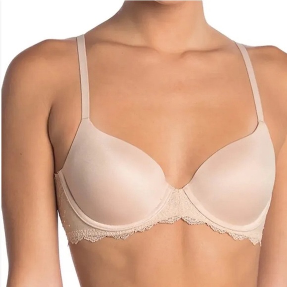 Spanx Undietectable Moss Green With Pink Lace Trim Underwire Bra Women's 34B - Picture 6 of 17